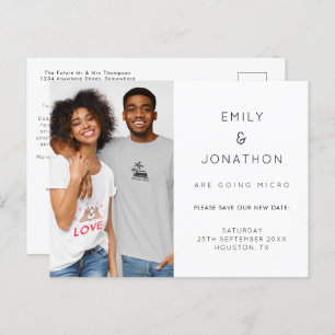 Minimalist Micro Wedding Photo Save The Date Announcement Postcard