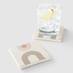 Minimalist Mid Century Abstract Geometric Stone Coaster
