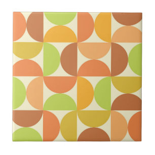 Minimalist Mid Century Half Circles Pattern  Ceramic Tile