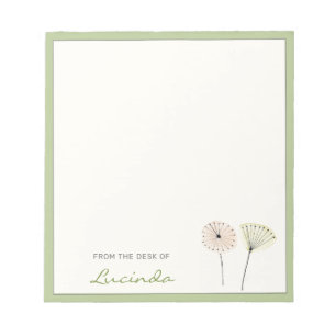 Minimalist Mid-century Modern Flowers Personalised Notepad