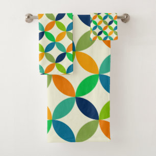 Minimalist Mid century modern geometric   Bath Towel Set