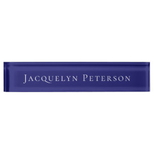 Minimalist Midnight Blue Plain Elegant Modern  Nameplate