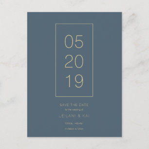 Minimalist Midnight Blue Save the Date Postcard