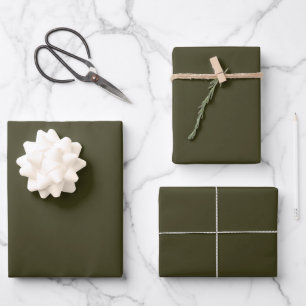 Minimalist military army green plain solid modern wrapping paper sheet