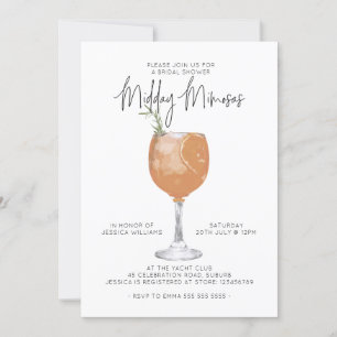 Minimalist Mimosas Cocktail Bridal Shower  Invitat Invitation
