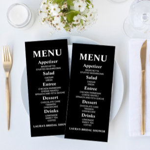 Minimalist Minimal Black Bridal Shower Food Menu