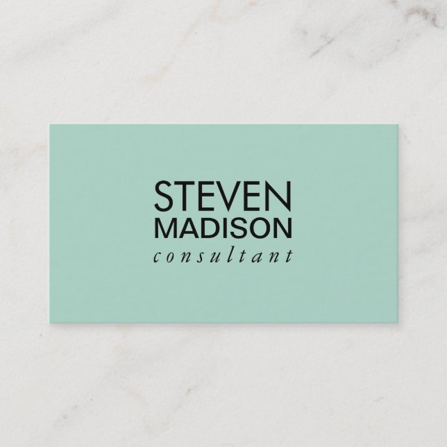 Minimalist Mint Green Business Card (Front)