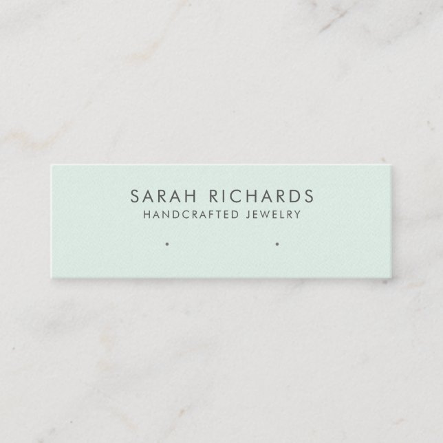 Minimalist Mint Green Jewellery Display Earring Mini Business Card (Front)