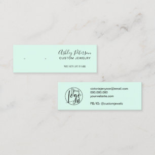 Minimalist mint green jewellery earring display mini business card