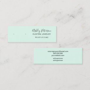 Minimalist mint green jewellery earring display mini business card