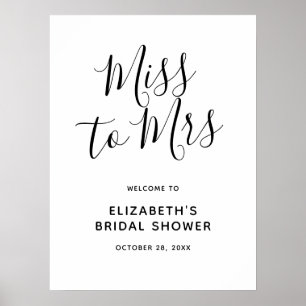 Minimalist Miss to Mrs Bridal Shower Welcome Sign