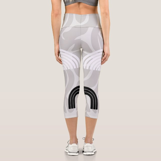 Minimalist Mixed Boho Arches Capri Leggings (Back)