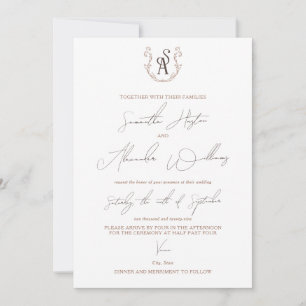 Minimalist Mocha Mousse Preppy Calligraphy Wedding Invitation