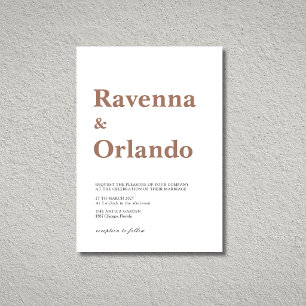 Minimalist Mocha Mousse Simple Modern Wedding Invitation