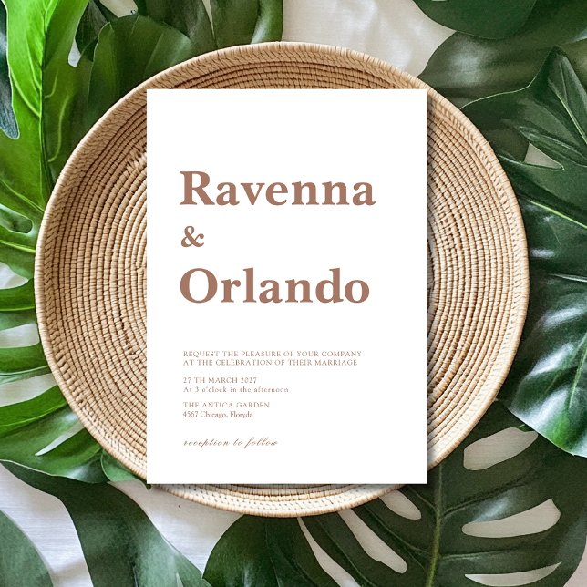 Minimalist Mocha Mousse Simple Modern Wedding Invitation (Creator Uploaded)