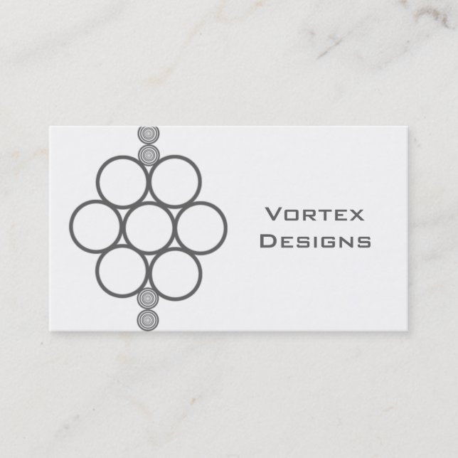 Minimalist Mod Circles Business Card, Grey Card (Front)