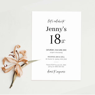 Minimalist Modern 18th Birthday Party Invitation
