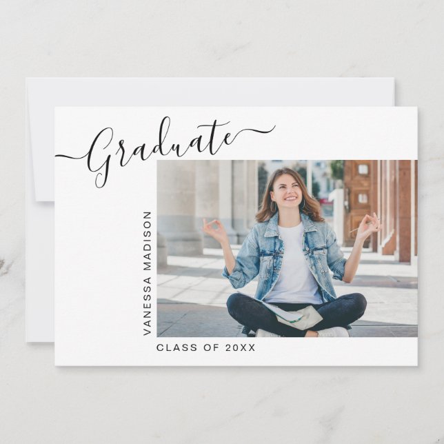 Minimalist Modern 1 Photo Graduation Announcement (Front)