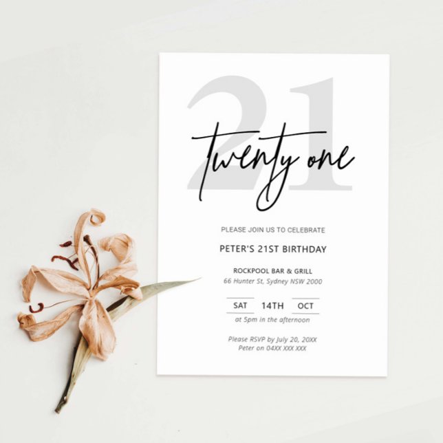Minimalist Modern 21st Birthday Party Invitation (Creator Uploaded)
