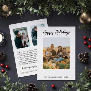 Minimalist Modern 3 Photo Happy Holidays News Holiday Card