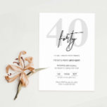 Minimalist Modern 40th Birthday Party Invitation<br><div class="desc">This minimalist typography 40th birthday party invitation is perfect for a modern birthday party. The simple design features classic minimalist black and white typography with a modern feel. Customisable in any colour. Keep the design minimal and elegant, as is, or personalise it by adding your own graphics and artwork. For...</div>