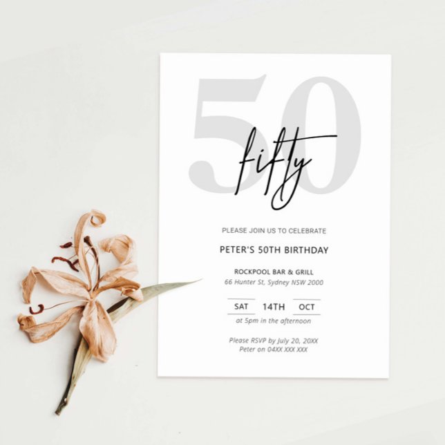 Minimalist Modern 50th Birthday Party Invitation (Creator Uploaded)