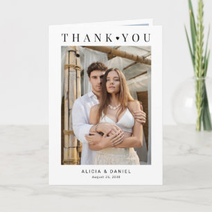 Minimalist modern 5 photo wedding thank you card