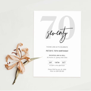 Minimalist Modern 70th Birthday Party Invitation