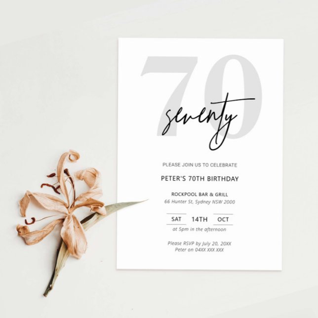 Minimalist Modern 70th Birthday Party Invitation (Creator Uploaded)