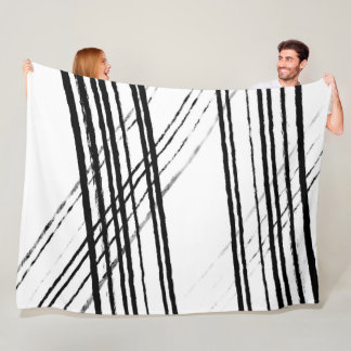 Minimalist Modern Abstract Black and White Simple Fleece Blanket
