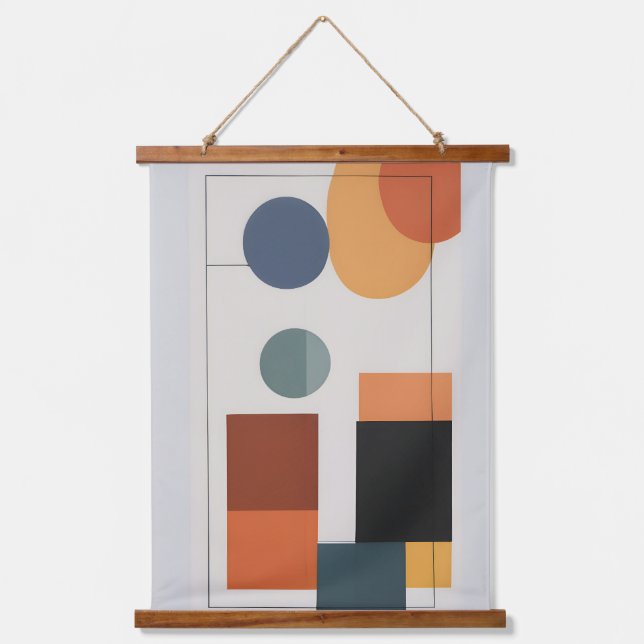 Minimalist Modern Abstract Geometric Art Hanging Tapestry (Front)