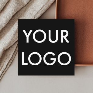 Minimalist Modern Add Your Logo Black Square Business Card