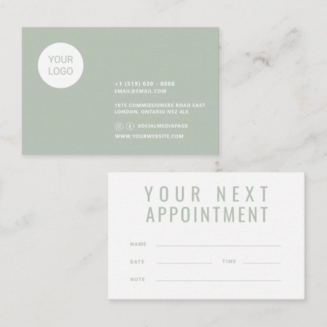 Minimalist modern Appointment Card business supply (Front/Back)