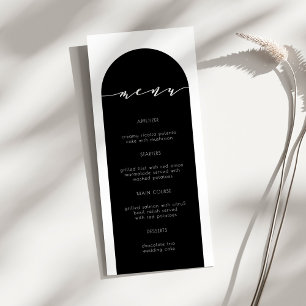 Minimalist Modern Arch Black Wedding Dinner Menu