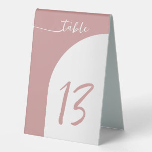 Minimalist Modern Arch Dusty Rose Table Number
