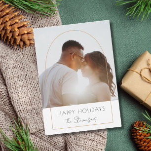 Minimalist Modern Arch Photo Happy Holiday Card