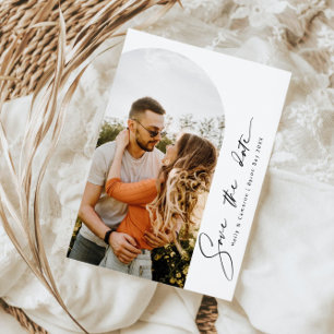 Minimalist modern arch photo Save the Date Invitat Invitation