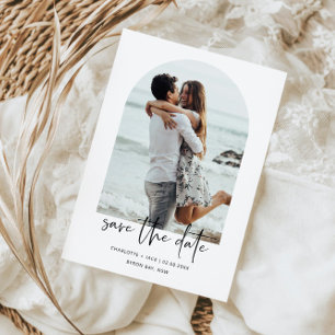 Minimalist modern arch photo Save the Date Invitation
