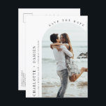 Minimalist modern arch photo Save the Date Postcard<br><div class="desc">Invite guests to your wedding with this simple and modern customisable save the date invitation. Photo on the card can be changed to your own. This save the date invitation is perfect for any season.</div>