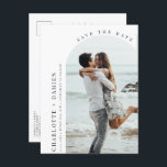 Minimalist modern arch photo Save the Date Postcard<br><div class="desc">Invite guests to your wedding with this simple and modern customisable save the date invitation. Photo on the card can be changed to your own. This save the date invitation is perfect for any season.</div>