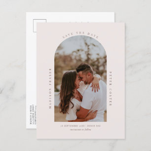 Minimalist modern arch photo Save the Date Postcard