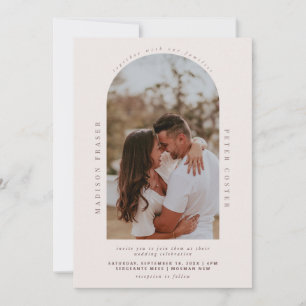 Minimalist modern arch photo wedding invitation