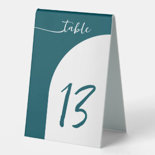 Minimalist Modern Arch Teal Table Number