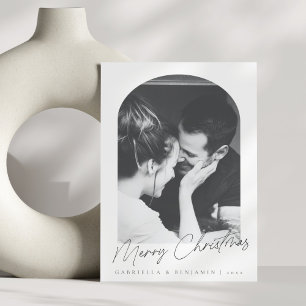 Minimalist Modern Arch Two Photo Christmas Letter Holiday Card