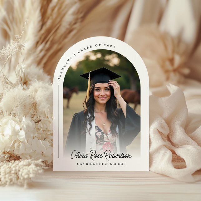 Minimalist Modern Arched Photo Graduation Invitation (Creator Uploaded)