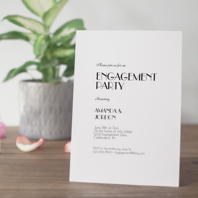 Minimalist Modern Art Deco Engagement Party Invitation (Creator Uploaded)