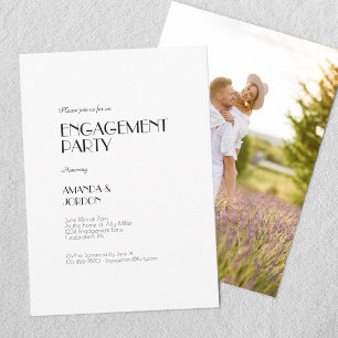 Minimalist Modern Art Deco Engagement Party Photo Invitation