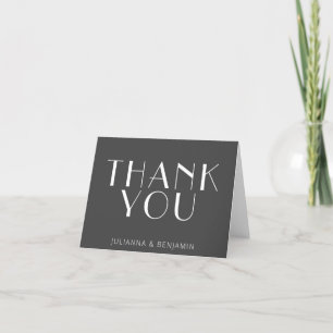 Minimalist Modern Art Deco Personalised Black Thank You Card