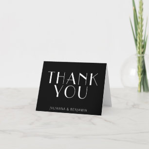 Minimalist Modern Art Deco Personalised Black Thank You Card