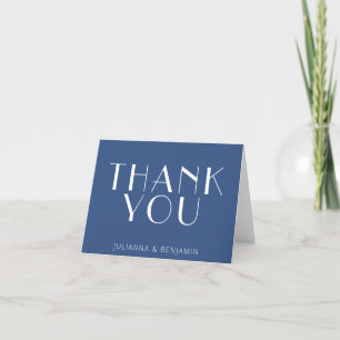 Minimalist Modern Art Deco Personalised Navy Blue Thank You Card